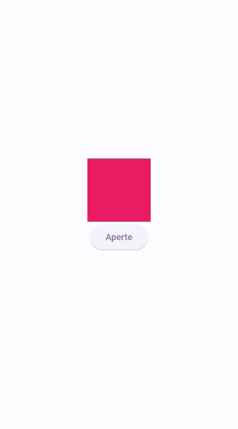GIF colorido. No centro da tela do celular, um quadrado que alterna de forma linear da cor rosa para a cor azul, e vice versa, sempre que um botão com o nome “Aperte” é apertado.