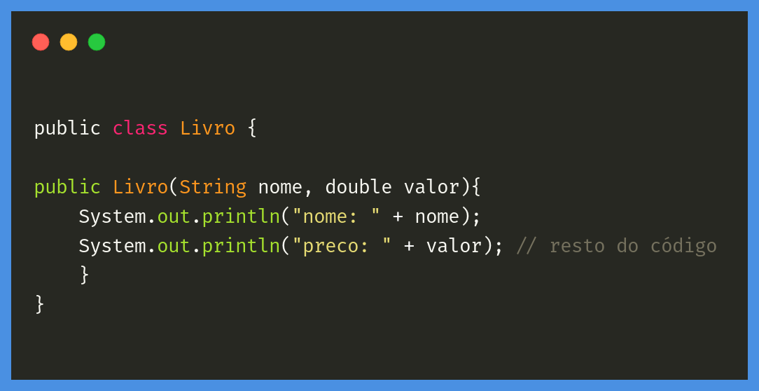 Retorno no construtor - treino para a certificação Java 