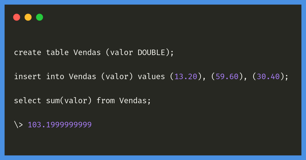 SQL pirando ao somar Doubles 