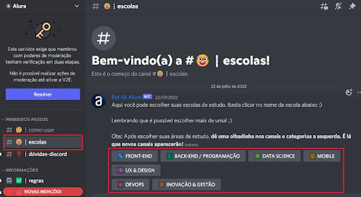 DISCORD, Programação