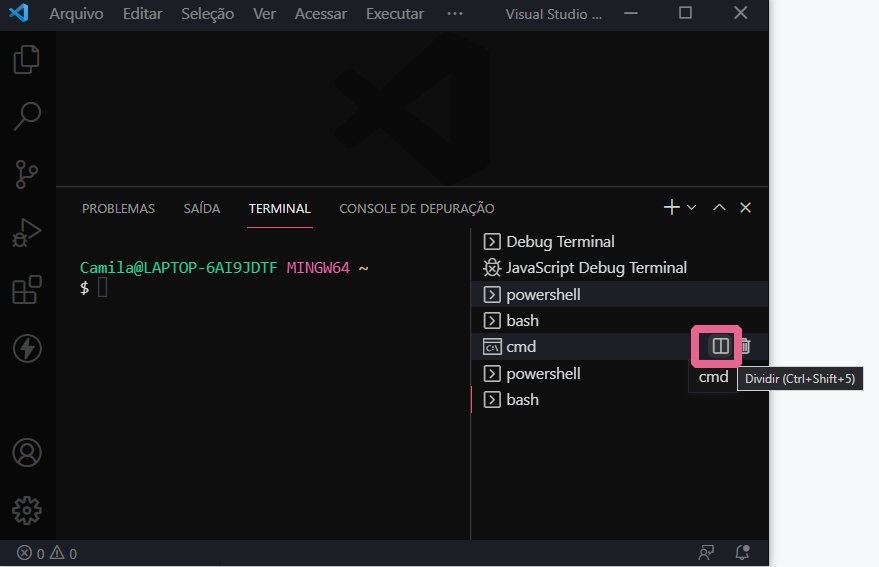 Executando código em C com terminal do windows 