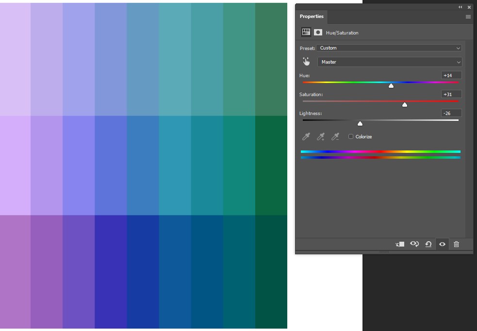 Interface de um seletor de cores - Color Picker e uma paleta de cores.