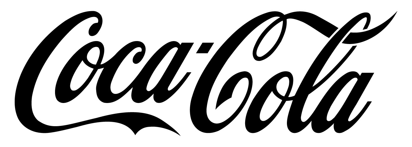 Imagem que mostra o logo da Coca-Cola em cor preta.