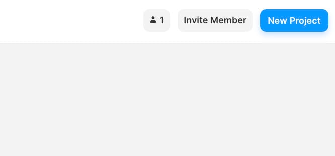 Interface de usuário com ícones para 'Invite Member' e 'New Project'.