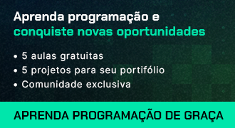 Banner da Imersão Dev da Alura com fundo escuro e destaque para a frase 'A Imersão Dev está com inscrições abertas'. Texto informando que são cinco aulas 100% gratuitas para aprender programação do zero. Imagem de um laptop exibindo um certificado digital e um botão chamativo com a frase 'Garanta a sua vaga'.