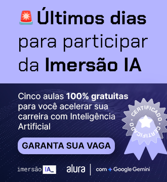 Banner da Alura anunciando a Imersão IA em parceria com o Google, com os dizeres: