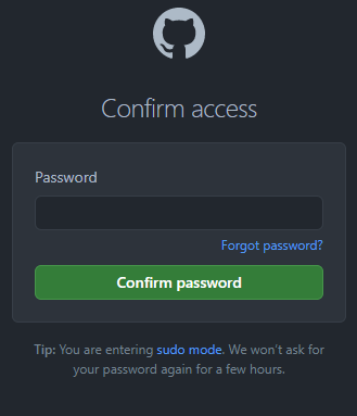 Screenshot da tela Confirm access do GitHub.