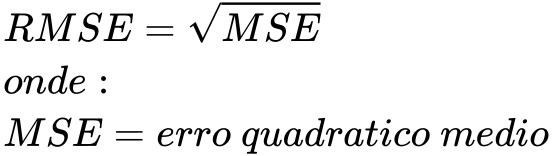 A raíz quadrada do erro quadrático médio é a raiz quadrada do MSE - erro quadrático médio.