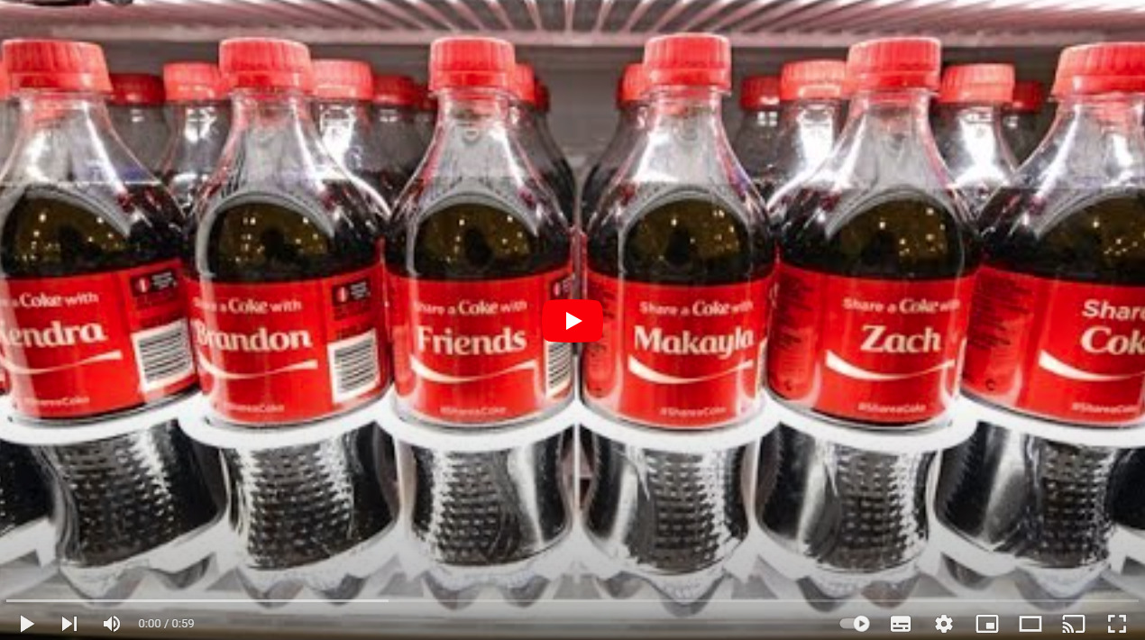 Campanha Share a Coke da Coca-cola.
