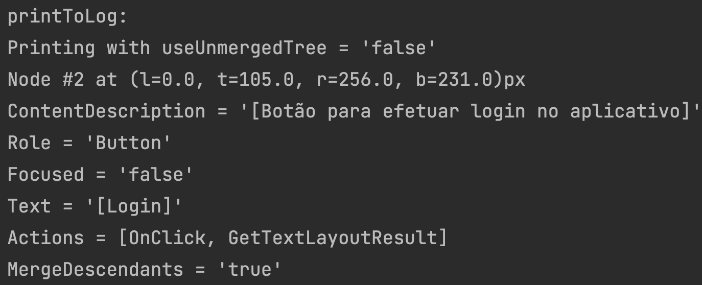 Lista de atributos do componente `Button`, onde seu atributo `text`é herdado do componente filho, o  `Text`.