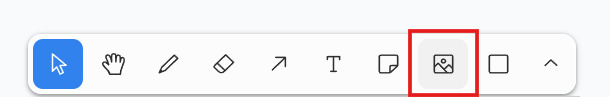 Imagem contendo um print das ferramentas do TLDraw, onde há destaque no ícone de imagem.