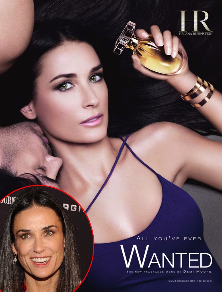 Anúncio de perfume com a atriz Demi Moore.