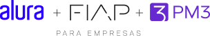 Logo da Alura, FIAP e PM3